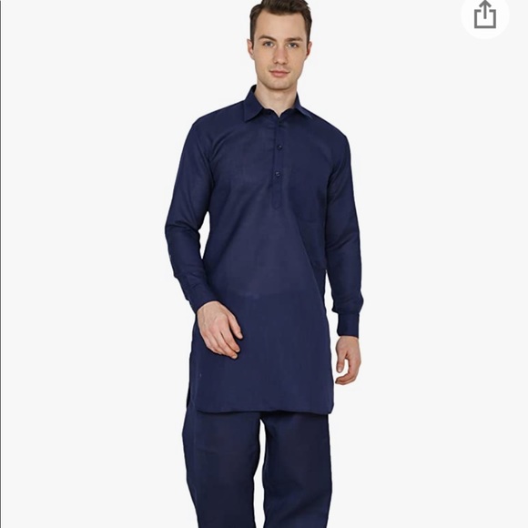 Royal Kurta Men's Linen Pathani Suit - Picture 1 of 5
